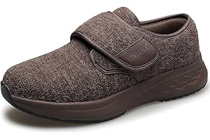 Vogana Diabetic Shoes for Men Wide Toe Box Slip-on Adjustable Walking Orthotics for Swollen Feet Elderly Foot Pain Relief Neuropathy Size 7-13