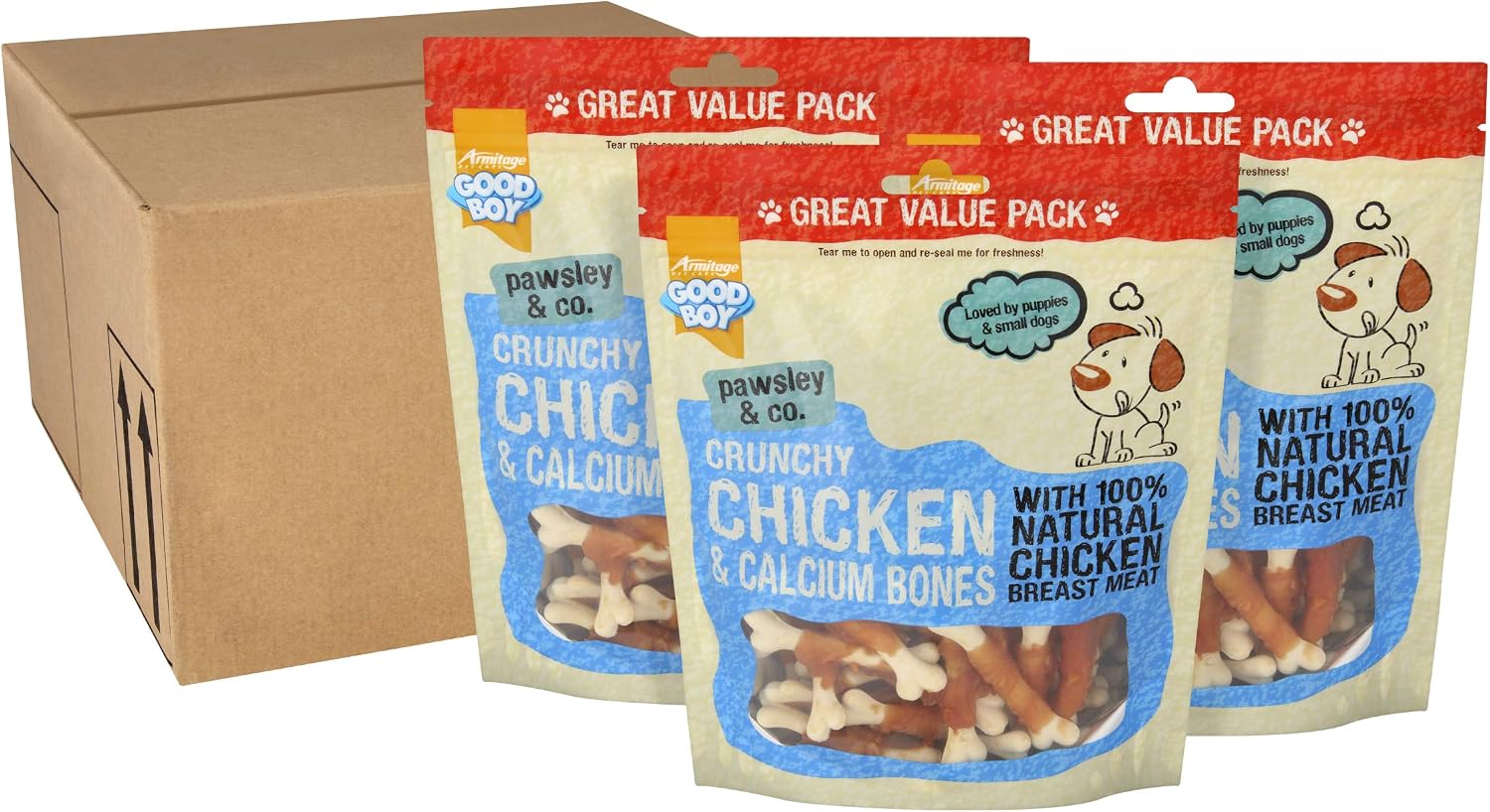 Good Boy, Chicken and Calcium Bones, Dog Treats, Made With 100% Natural Chicken Breast Meat -Low Fat Dog Training Treats - Image 4