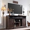Farmhouse TV Stand for 80 Inch TVs, 38" Tall Entertainment Center w/Storage Cabinets and Sliding Barn Door, Media Console Cabinet w/Soundbar & Adjustable Shelves for Living Room, 69inch (Brown)
