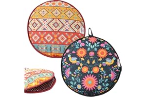 SIMPLUXX Microwaveable X-Large Tortilla Warmer Pouch 2 Pack - 2 Fun Designs to make taco night special. 12 Inch in Diameter Microwave Corn or Flour Tortillas, Pizza, Naan Bread (Flower)