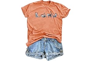 FCGHSII Halloween Shirts for Women: Embroidered Cat Graphic Tshirts Tops Skeleton Cats Short Sleeve Blouse