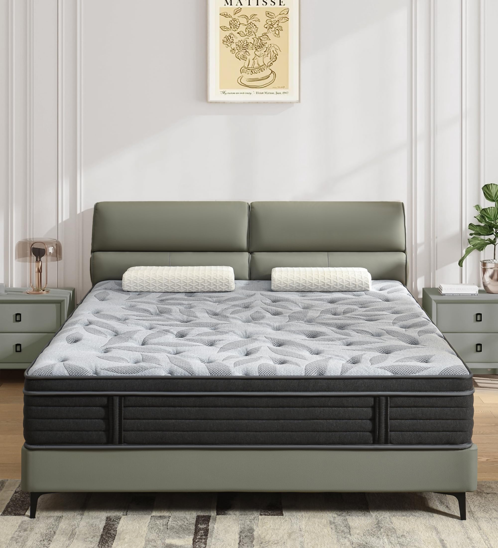 Photo 1 of Queen Mattress,14 Inch Hybrid Mattress in a Box Combines Cooling Memory Foam and Pocket Springs,Soft Yet Supportive Medium Firm Feel,Edge Support and Motion Reduction,Black Mattresses