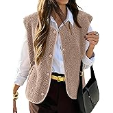 KIRUNDO Women's Fall Winter Fleece Vest 2025 Trendy Sleeveless Sherpa Jacket Button Down Open Front Fuzzy Warm Outerwear