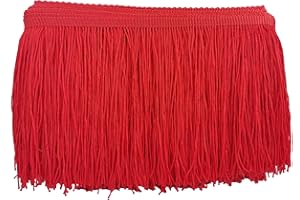 MONIDOOR Chainette Fringe Trim 6 Inch 10 Yards Tassel Fringe Trim for Sewing Craft DIY Decoration(913 Red)