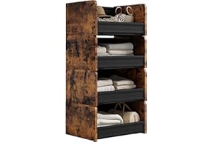 FOUCSSOMEI 4-Tier Stackable Closet Organizer and Storage Stackable Shelves – Heavy-Duty Darwers Wood & Metal, Easy Assembly, Space-Saving Vertical Storage for Bedroom, Closet, Patent Design