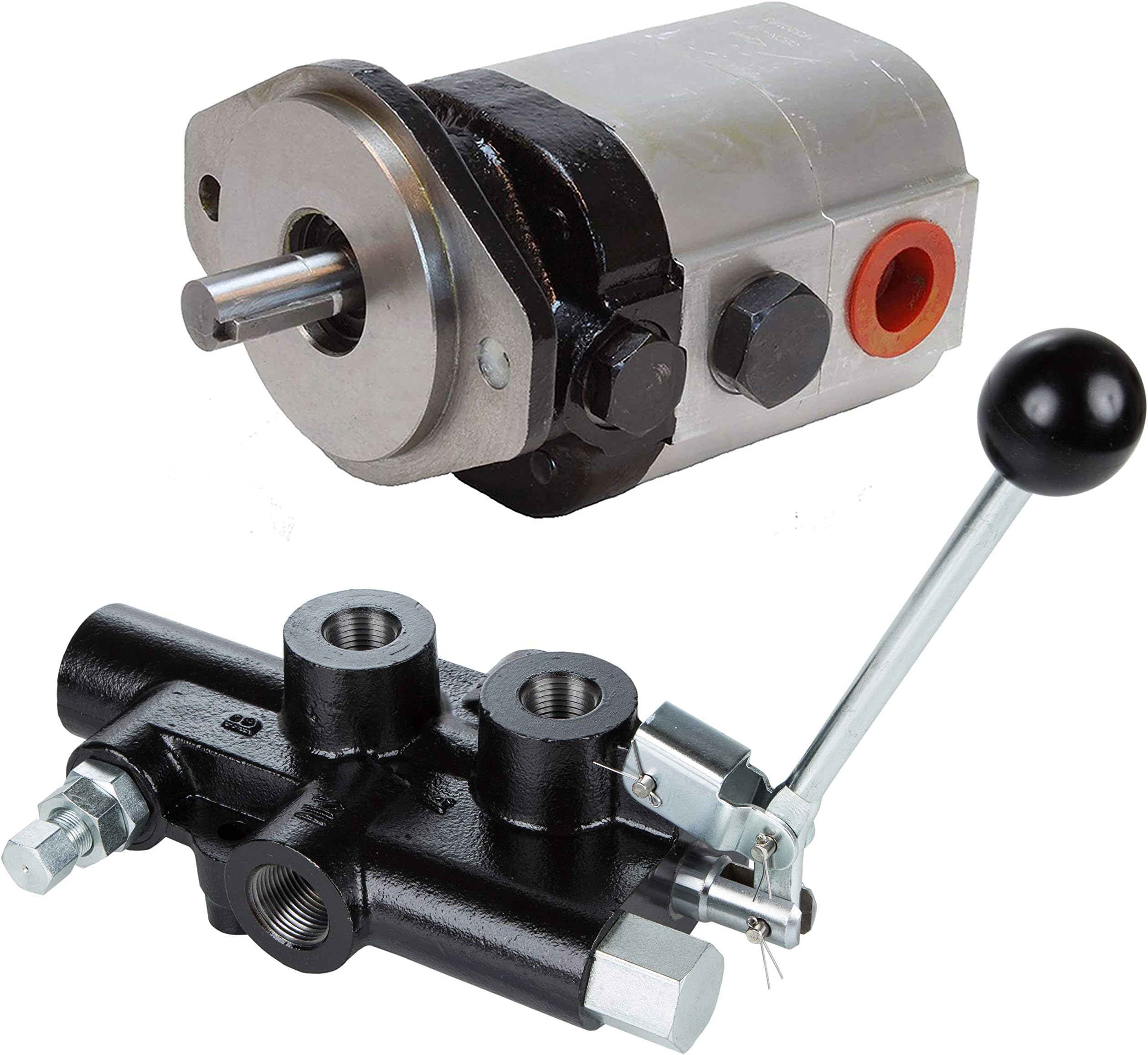 RuggedMade 28 GPM 2 Stage Hydraulic Pump, 25 GPM Auto Return Directional Control Detent Valve for Log Splitter, Wood Splitters
