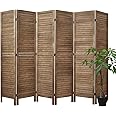 Room Dividers and Folding Privacy Screens, Wood Louvered Separators Divider Wall for Home Office Bedroom - 6 Panels, 67 * 90inch (Brown)