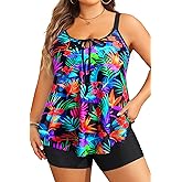 Daci Women Plus Size Tankini Swimsuit - 2 Piece Flowy Plus Size Bathing Suits and Shorts with Pockets 2026