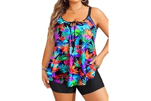 Daci Women Plus Size Tankini Swimsuit - 2 Piece Flowy Plus Size Bathing Suits and Shorts with Pockets 2025