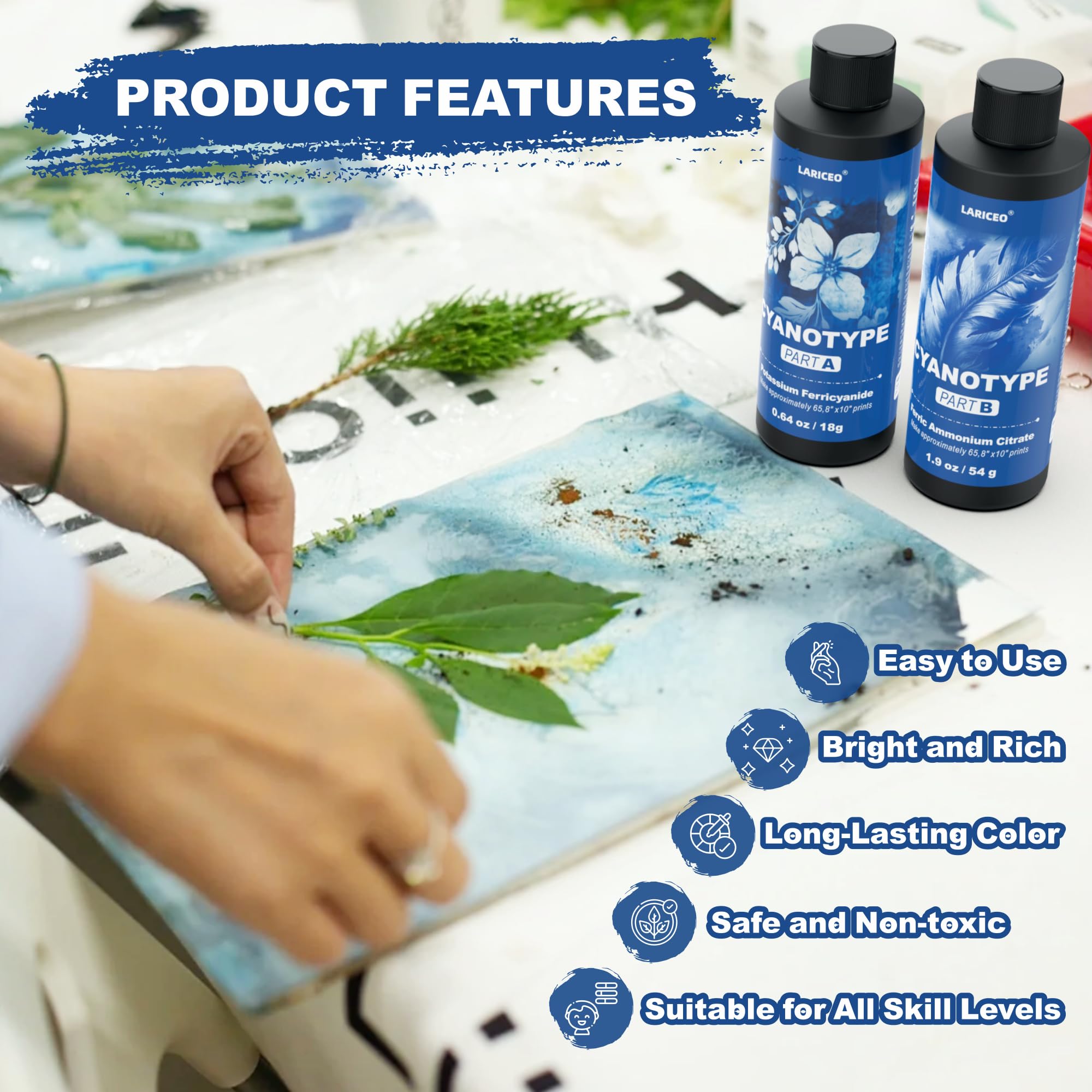16oz Cyanotype Sensitizer Kit, Easy to Store Cyanotype Chemicals Dye Powder for Photographic Blueprints on Paper and Fabric, Sun Printing Kit for Beginners and Artists