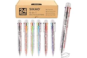 Sikao Multicolor Pens, 6-in-1 Multi Color Pens all in One, Fun Rainbow 6 Colors Ballpoint Pens for Kids, Prizes for Kids Classroom, Goodie Bag Stuffers, Christmas Gifts, Birthday Party Favors (HAPPY)
