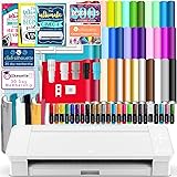 Silhouette White Cameo 4 Starter Bundle with 38 Oracal Vinyl Sheets, T-Shirt Vinyl, Transfer Paper, Class, Guides and 24 Sket
