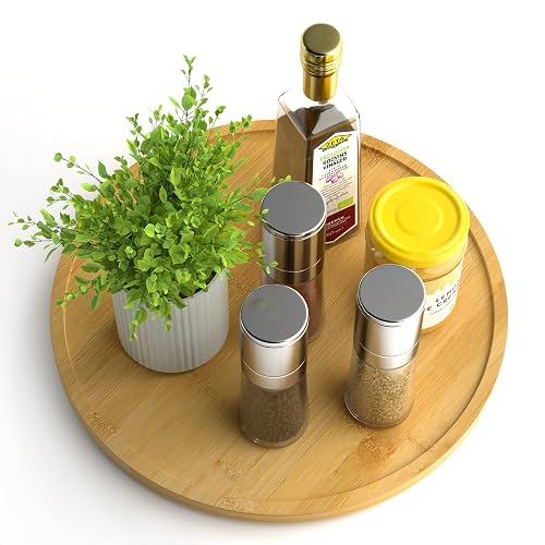 Lazy Susan Organizer Homerays 12 Inch Non-Skid Bamboo Lazy Susan for ...