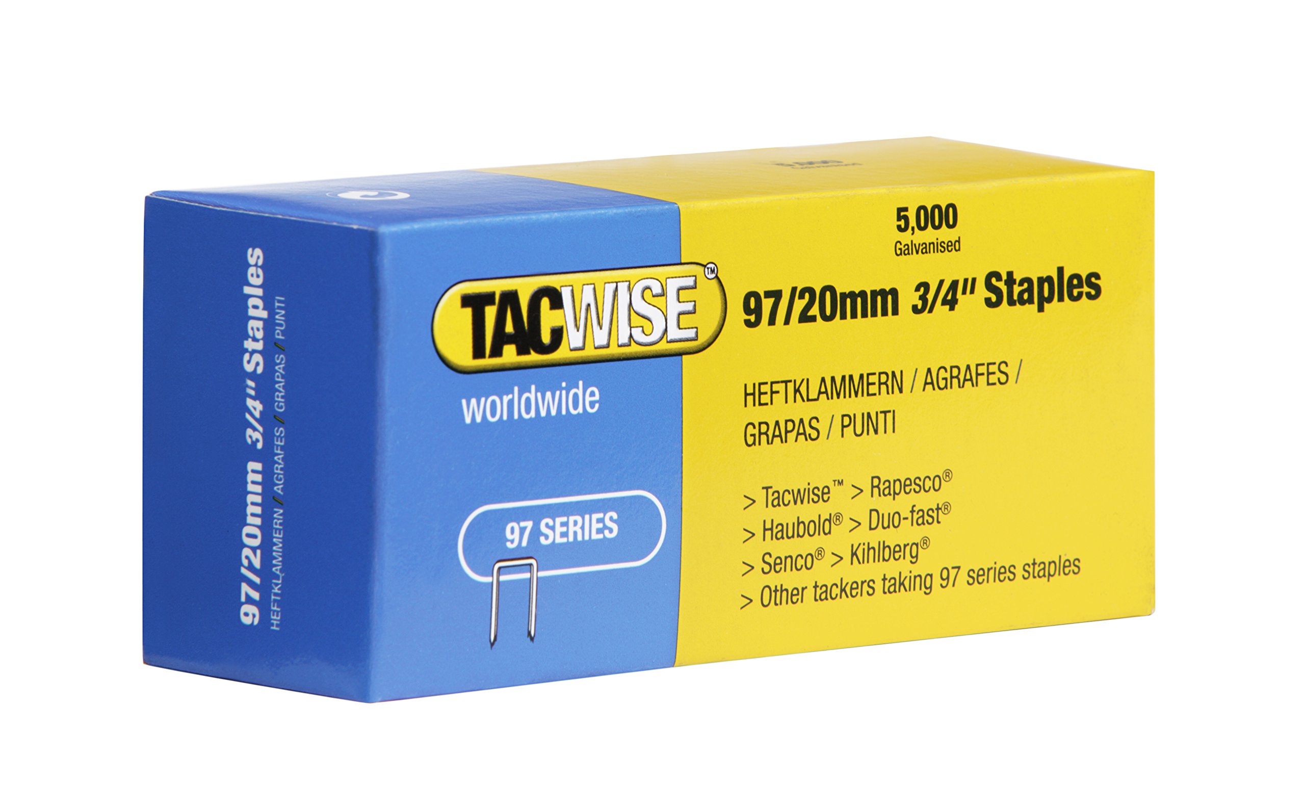 Tacwise 0304 Type 97 / 20 mm Galvanised Narrow Crown Staples, Pack of 5000