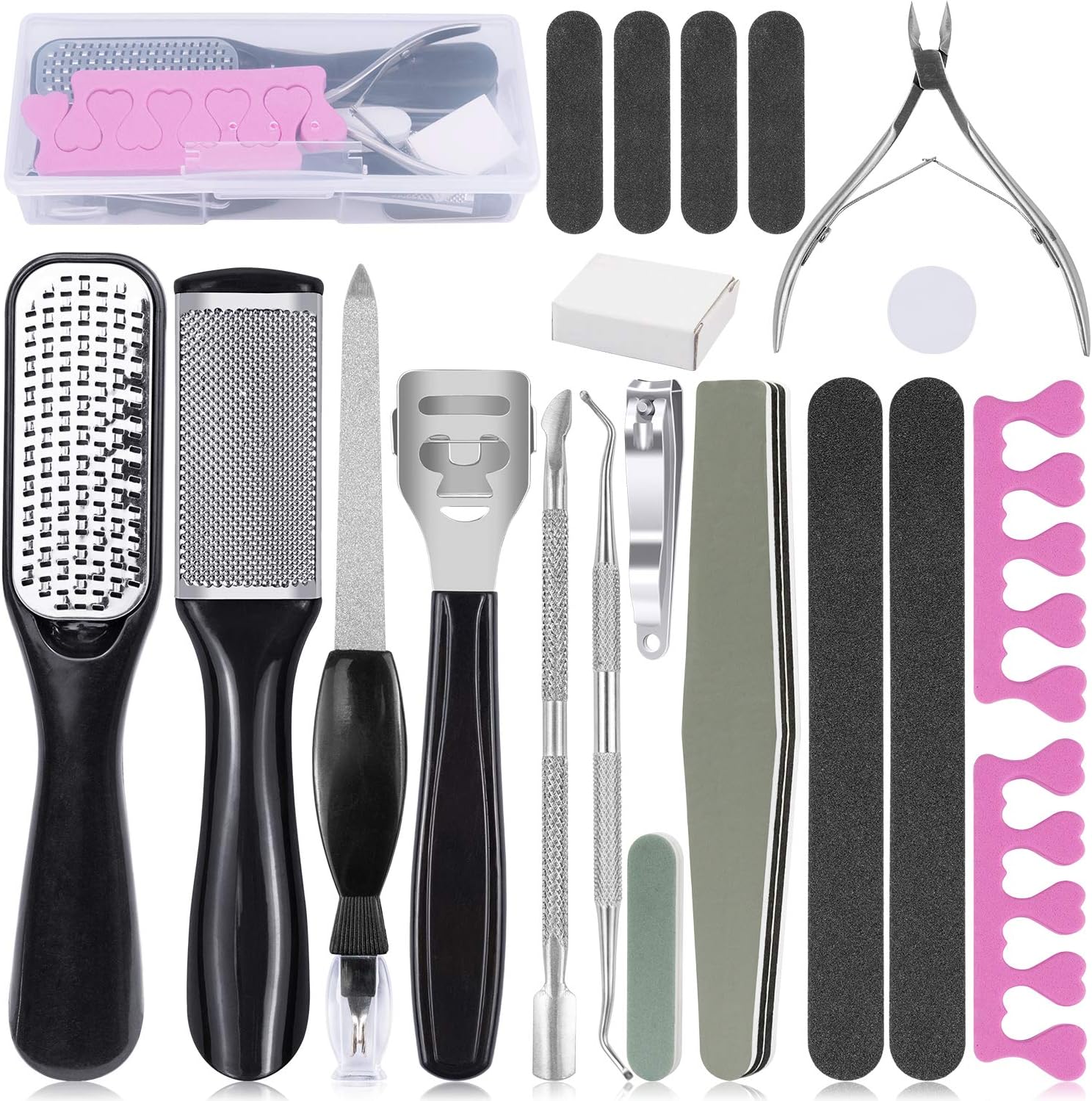 EAONE 20 in 1 Professional Pedicure Tools Set, Foot Care Pedicure Kit Stainless Steel Foot Rasp Foot Dead Skin Remover Pedicure Kit for Men Women Mother’S Day Gift: Health & Personal Care