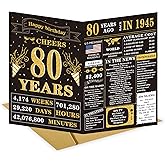 80th Birthday Card Gifts for Women Men, 80th Birthday Decorations for Father Mom, 80th Birthday Card for Year Old Grandpa Grandma, 80th Birthday Gift Ideas