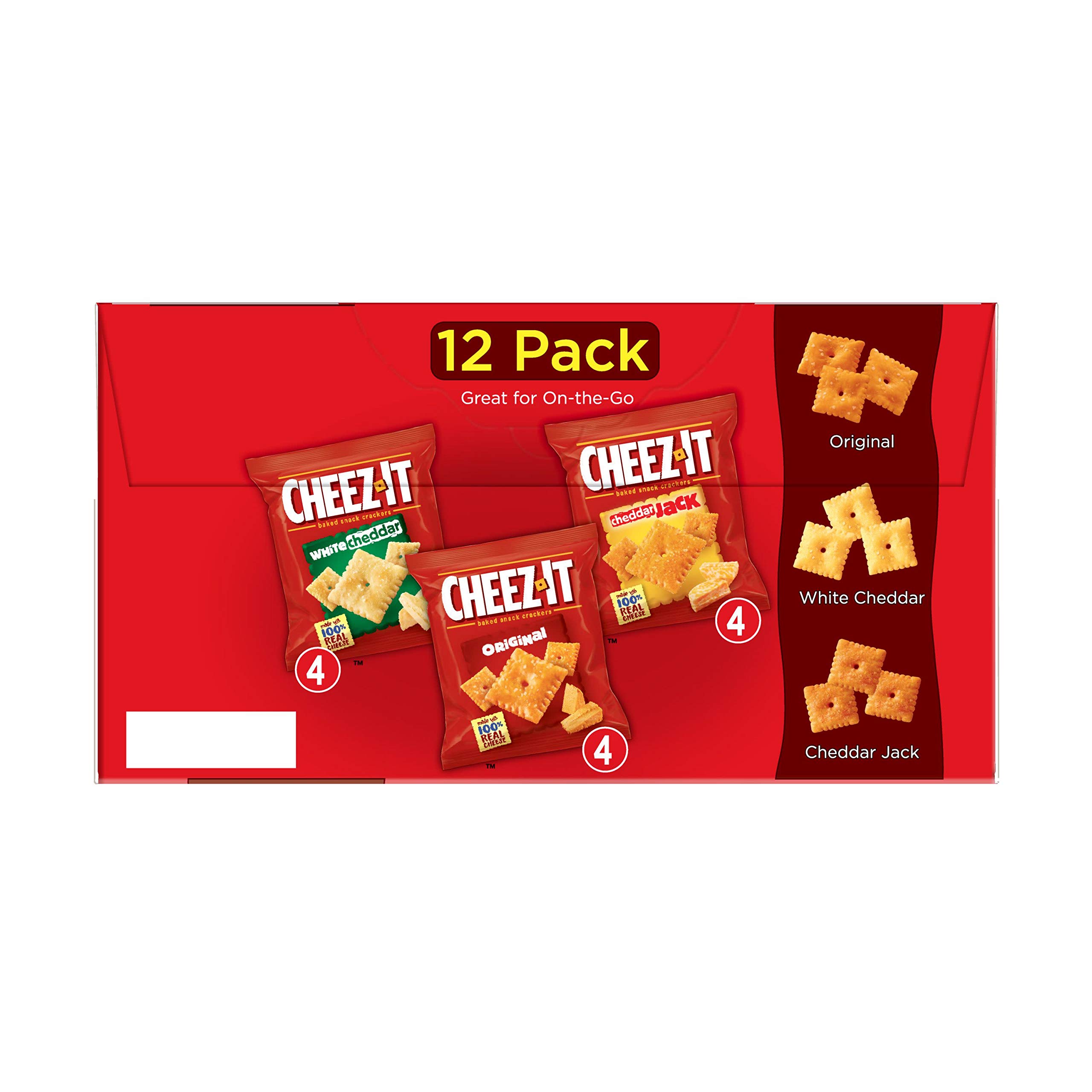 Cheez-It Baked Snack Cheese Crackers, Variety Pack, Original, White Cheddar, Cheddar Jack, 1.02 oz Bags (12 Count) - Image 8