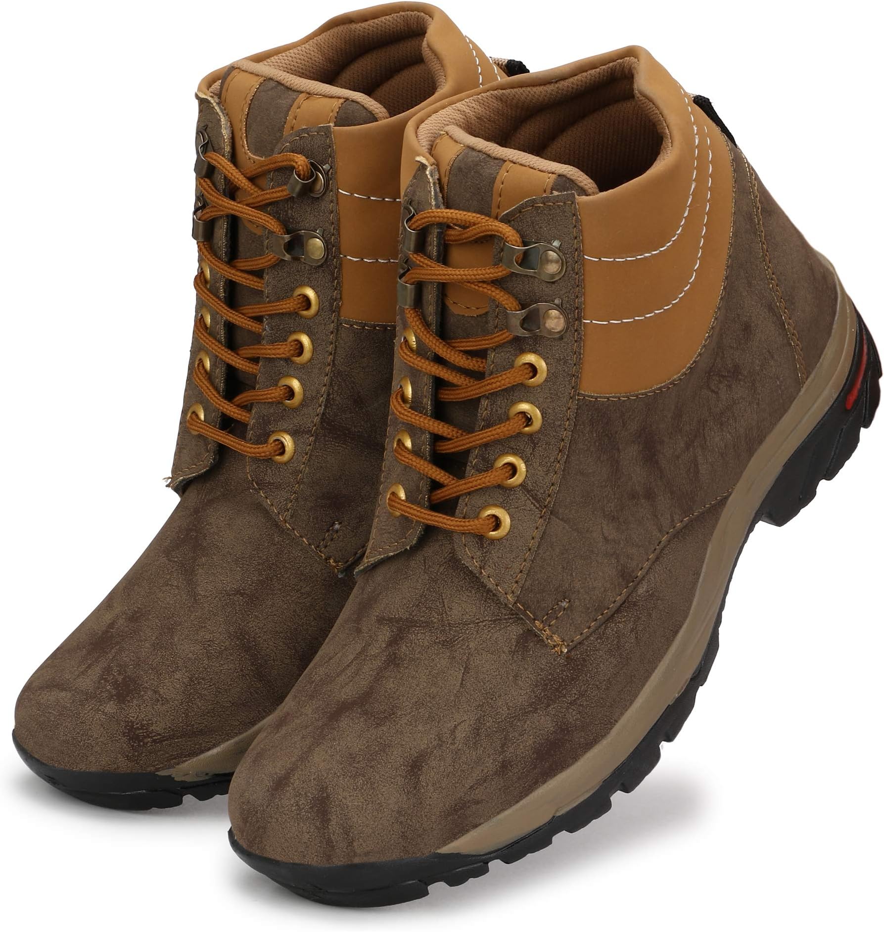 Popular Badass-X Leatherette Tan Brown Heavy Duty Lace-Ups Military High Ankle Length Casual Long Boots