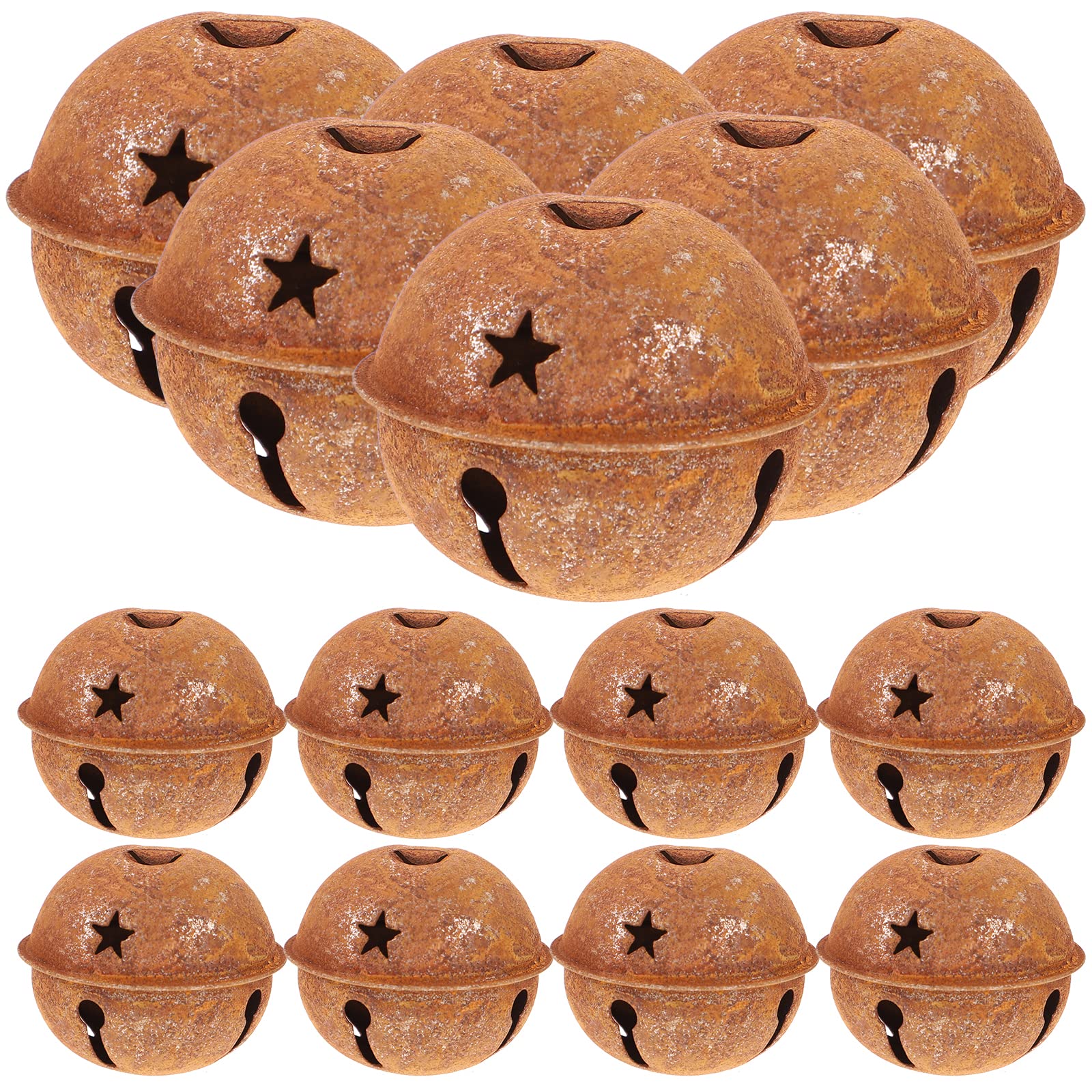 Vintage Decor 24pcs Rusty Star Cutout Christmas Mental Craft DIY Bells for Wreath Holiday Home Christmas Decoration (40mm) Wedding Decor