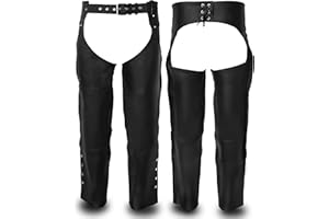 Touch&Torn Chaps for Men 32 to 48 Waist Motorcycle Leather chap 2 Pockets Original YKK Zip Brown Black Motorcycle Chaps