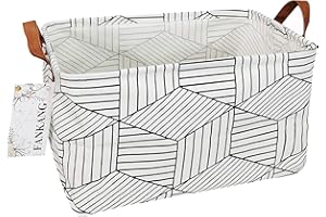 FANKANG Storage Basket,Nursery Hamper Canvas Laundry Basket Foldable with Waterproof PE Coating Storage, Office, Bedroom, Clothes,Toys (L, REC-Diamond)