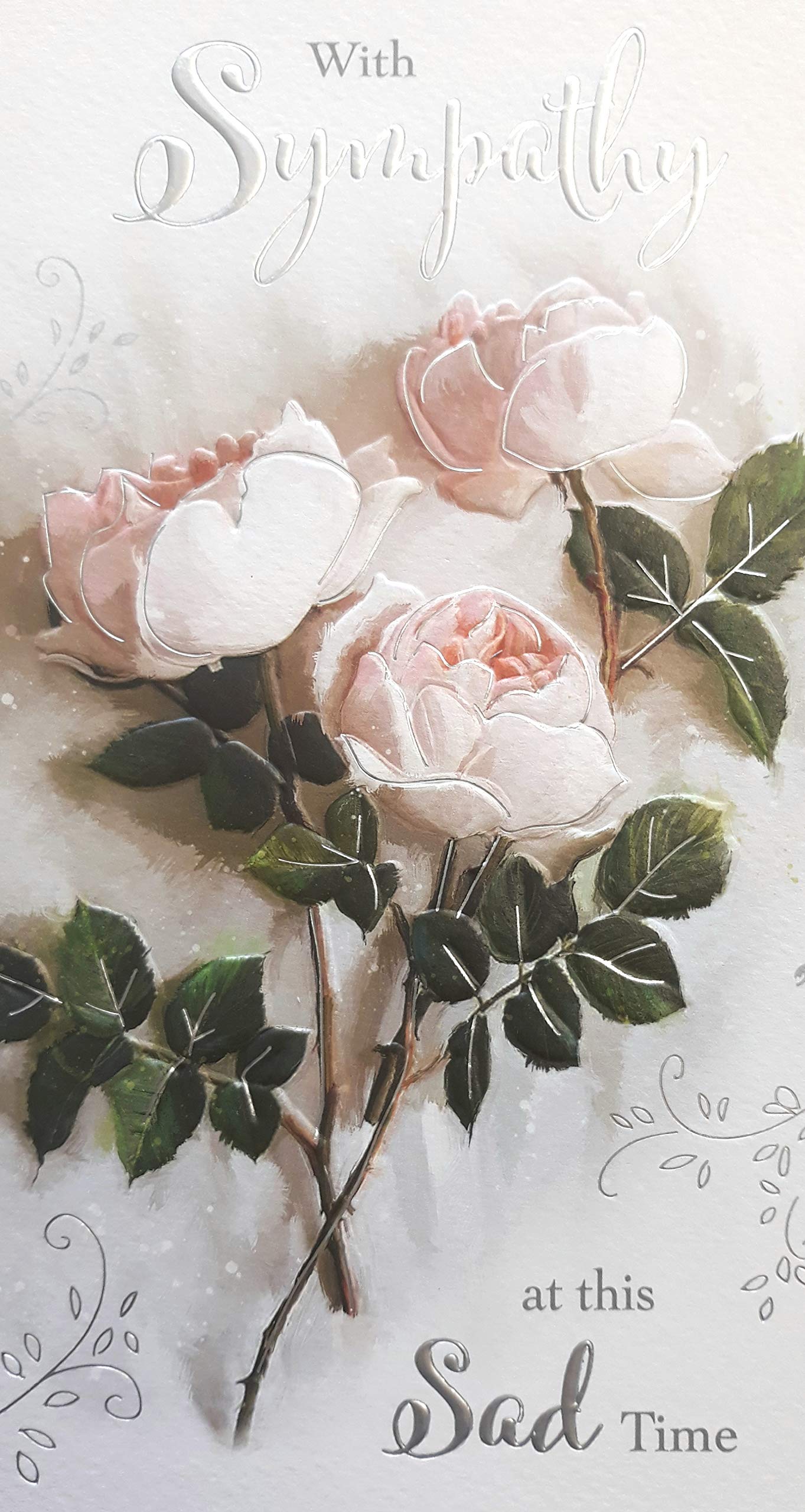 with Sympathy at This Sad Time. Pink Rose Design Sympathy Card by Jonny Javelin