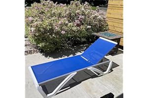 DOMI OUTDOOR LIVING Domi Outdoor Chaise Lounge, Adjustable Aluminum Patio Lounge, Plastic Pool Lounge Chair for Deck Lawn Backyard (1 Blue Chair W/O Table)