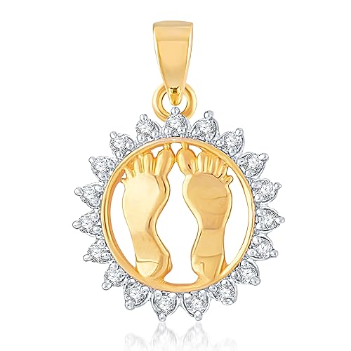 VK Jewels PADUKA Gold and Rhodium Plated Alloy God Pendant for Men & Women made with Cubic Zirconia - PS1032G [VKP1032G]