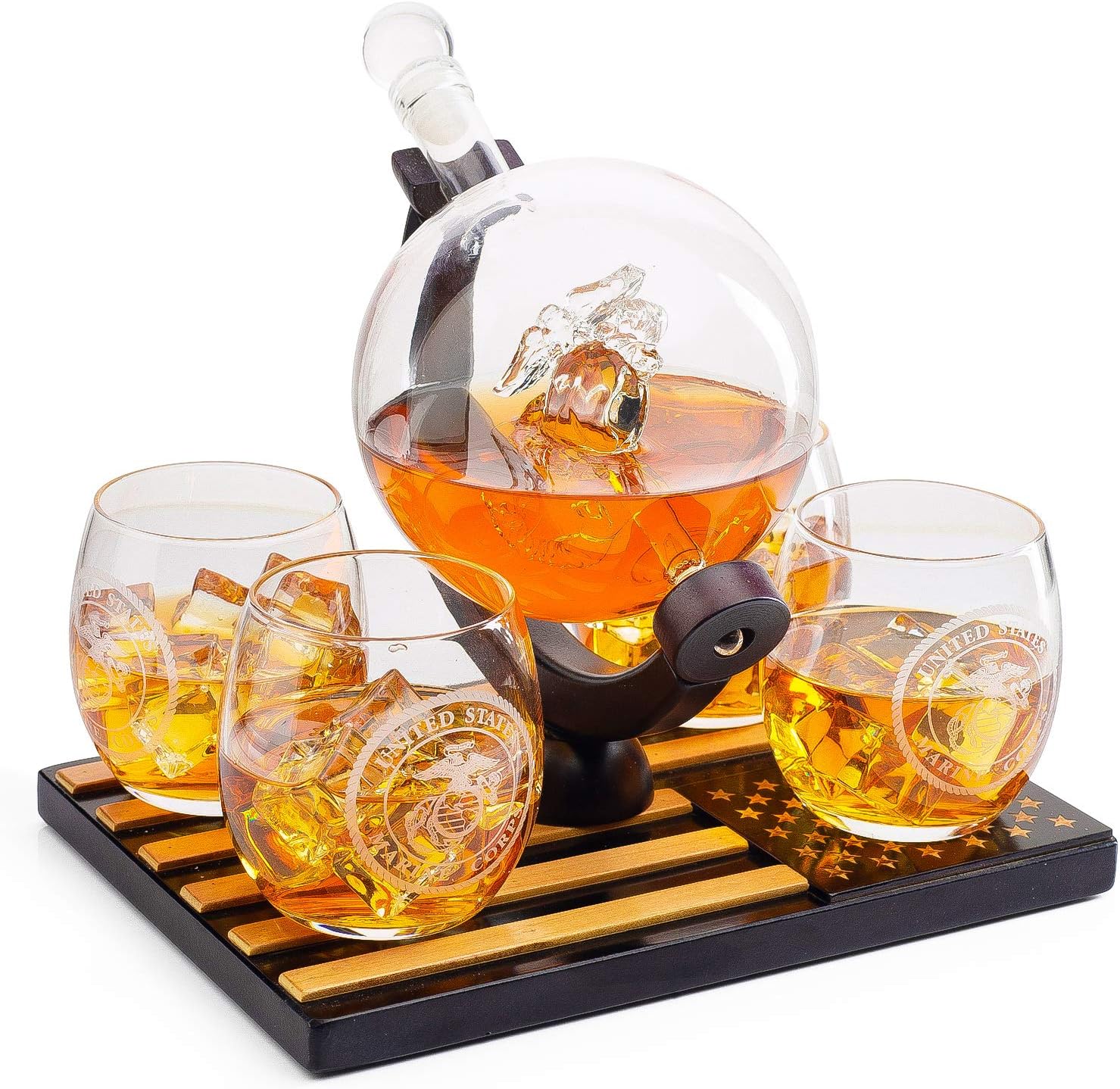 Marine Decanter Set With 4 Whiskey Glasses 1000ml Marines
