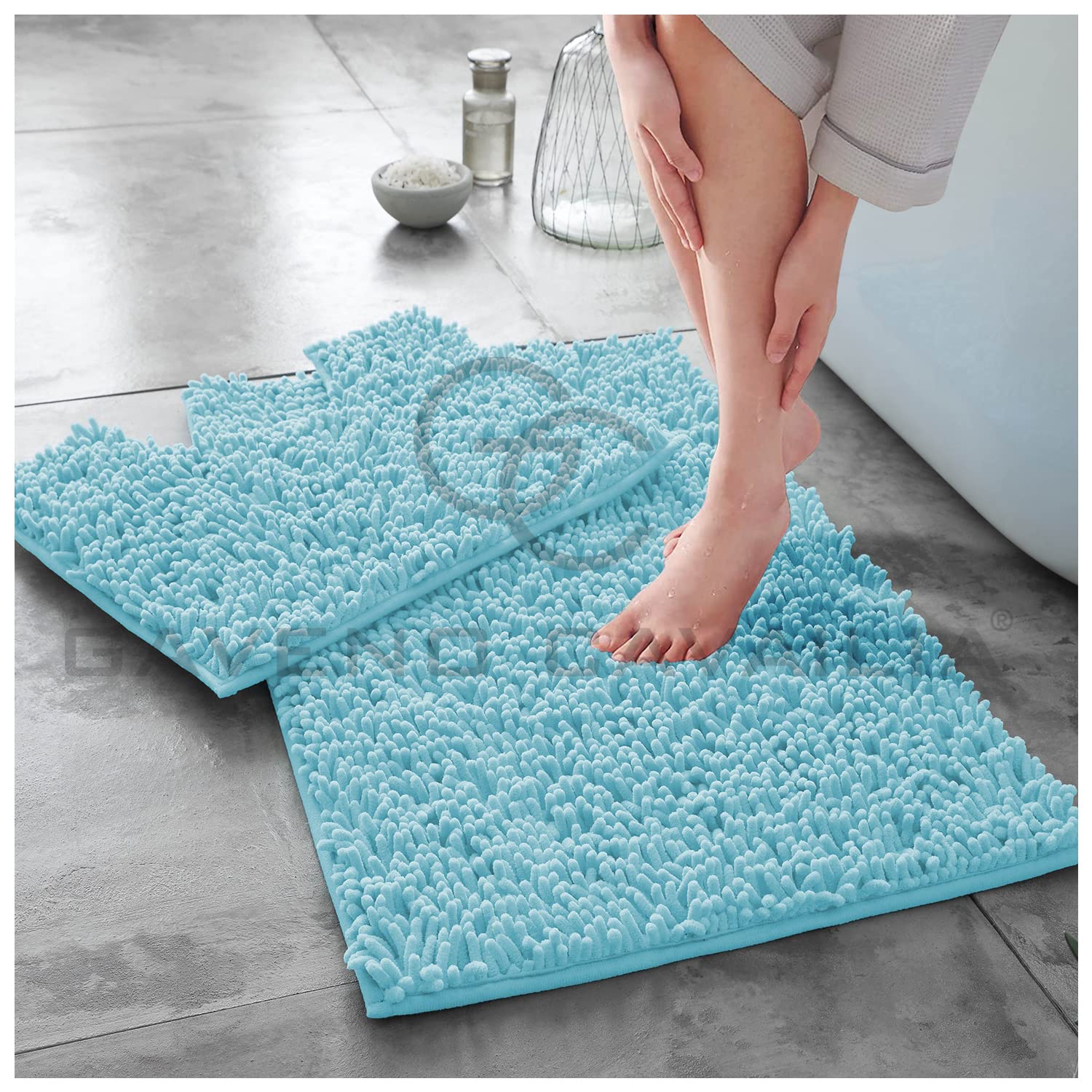 GC GAVENO CAVAILIA Super Absorbent Loop Bath Set, Chenille, Aqua