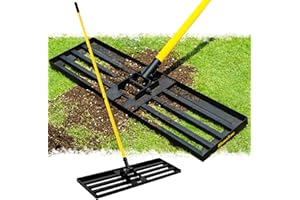 BlumeTrec Lawn Leveling Rake, 30"x10" Heavy Duty Sand Leveling Tool with 7FT Long Handle, Steel Golf Rake for Soil, Compost, 
