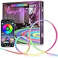ANDOHAI 20FT LED Neon Rope Lights, Flexible Led Rope Lights Control with App/Remote, IP67 Outdoor RGB Color Changing Led Neon Lights Waterproof, Music Sync Led Strip Neon Lights for Bedroom Decor
