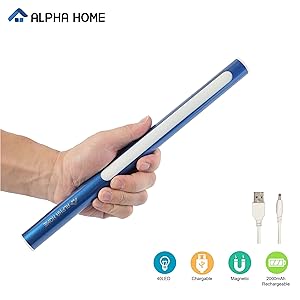 ALPHA HOME 40 LED Closet Light, Portable USB Rechargeable Sport Cupboard Light, Stick on Anywhere Magnetic LED Night Light, Blue