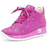 FINDVELL Women's Fashion Glitter Sneakers Platform Wedge Shoes Sparkly Rhinestone High Top Sneakers Trendy Sequin Shoes Wedding Bride Dress
