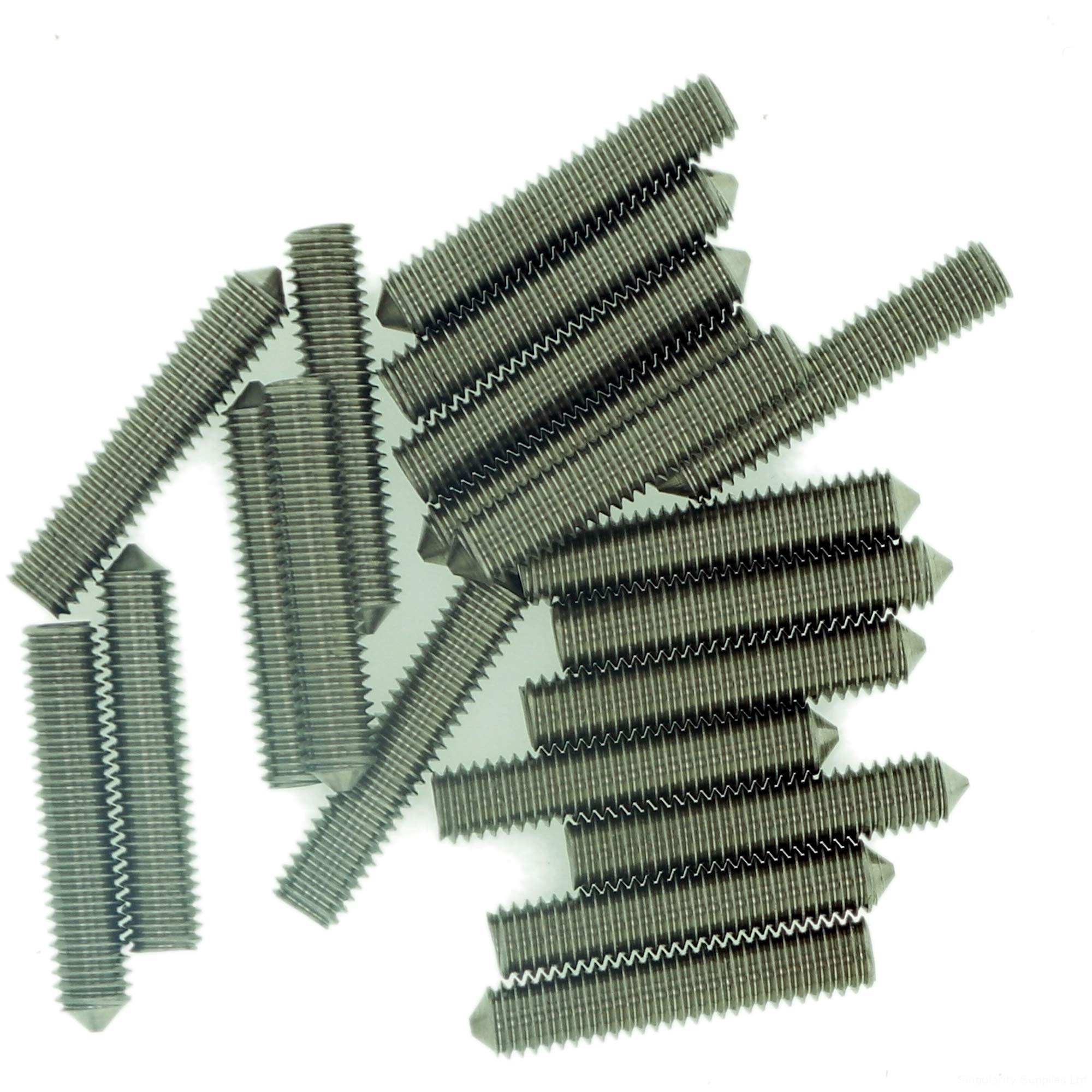 M6 (6mm x 12mm) Hex Socket Grub Screw (Cone Point) - Stainless Steel (A2) (Pack of 20)