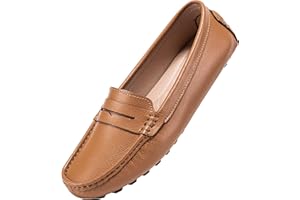 BEAUSEEN Women's Genuine Leather Penny Loafers Classic Driving Moccasins Casual Slip On Comfort Women Loafer Shoes