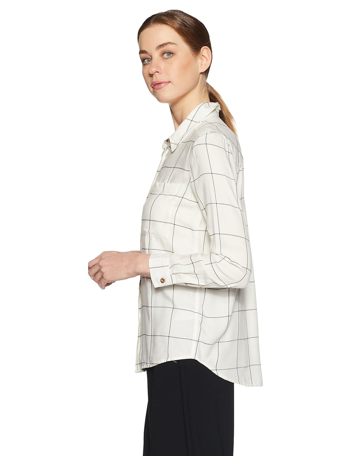 marks & spencer women's checkered regular fit shirt