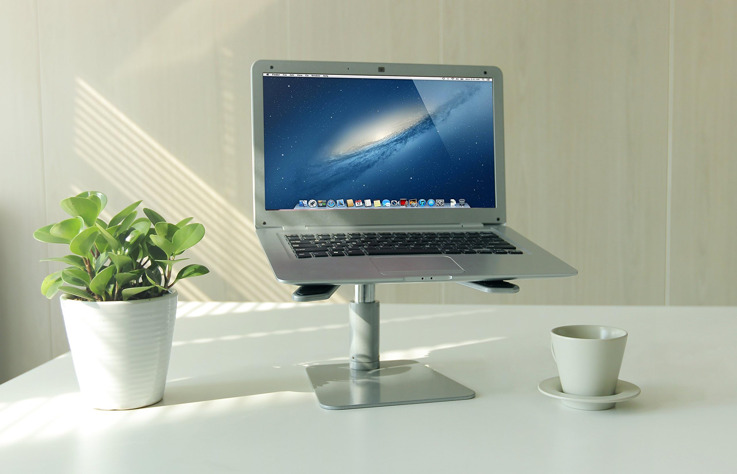 Ergoshopping Stepless Slanted Laptop Riser Stand Adjustable Height I Lift and Tilt your Notebook I Desk Orgainzer