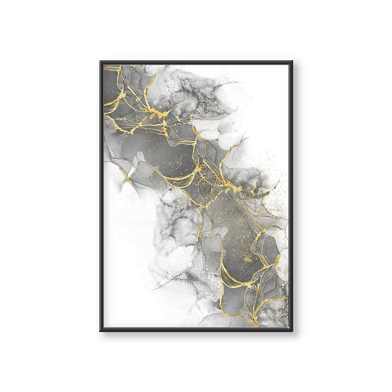 Abstract Art Print, Modern Art Print, Grey Gold Wall Art, Unframed