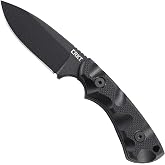 CRKT Siwi Outdoor Fixed Blade Knife with Sheath, Black, 2082 | 3.34" Drop Point Blade, SK-5 Steel with Corrosion Resistance, Thermoplastic Sheath with Mounting Options, G10 Handle