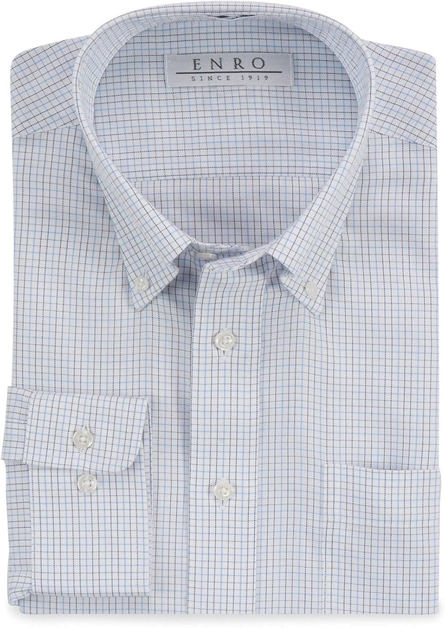 Enro 100 Cotton NonIron Button Down Check Dress Shirt (18 x 34/35
