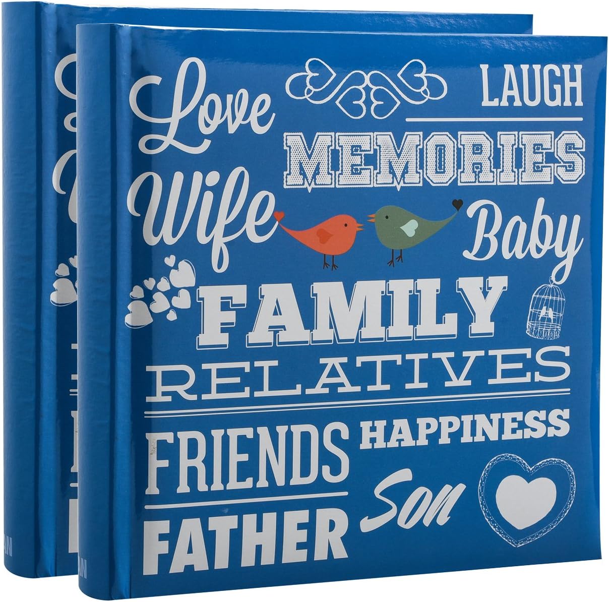 2 x Travel/Holiday Destinations/Memory Photo/Picture Album with Memo Writing Area and Decorative Vintage/Text Design on Front to Fit 200 6 X 4'' / 15 x 10 cm Photos by Arpan (Blue Family Slogan Art)