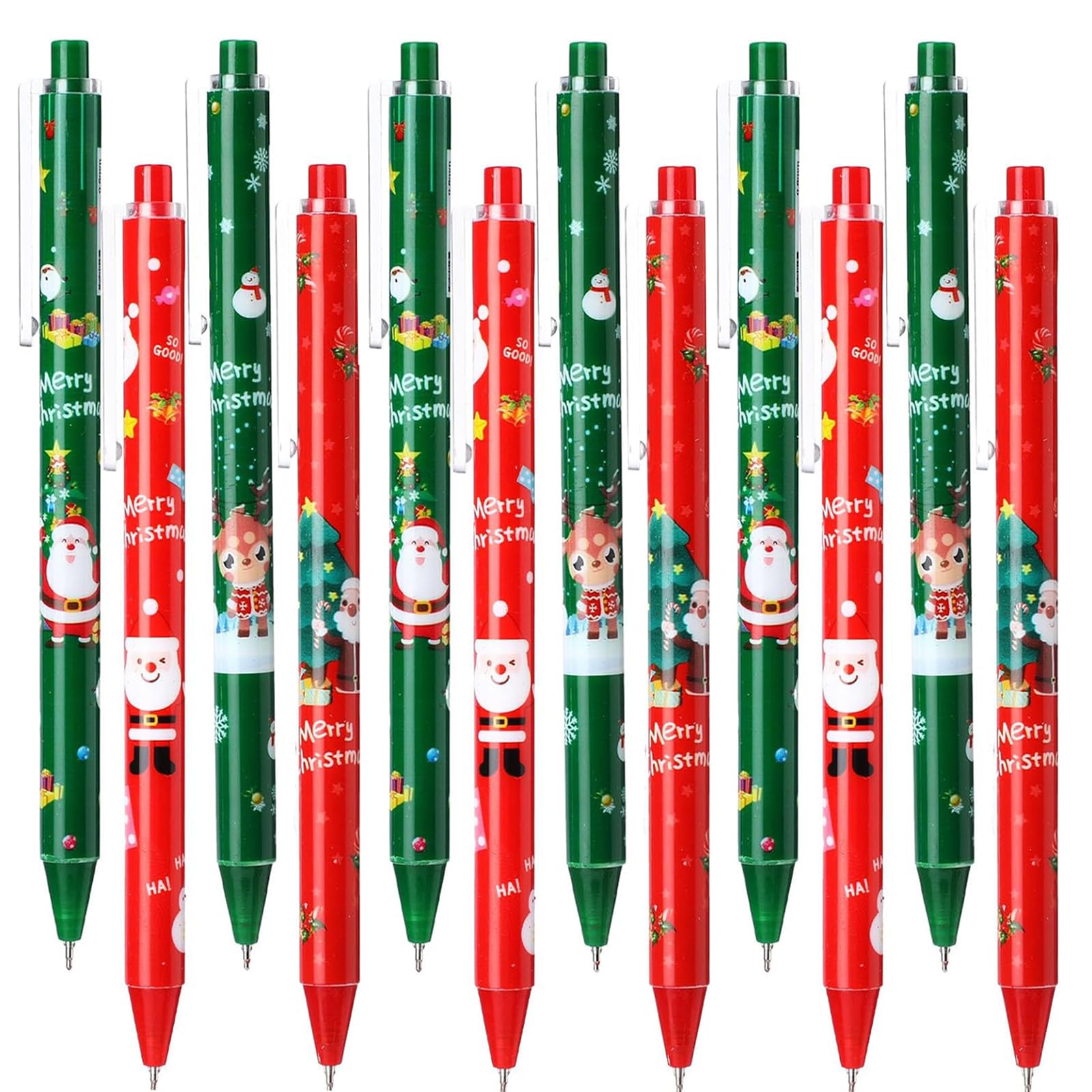 24Pcs Christmas Black Gel Ink Rollerball Retractable Ballpoint Pens for Kids Adults School Rewards Students Office Supplies Xmas Christmas Stationary Sets Novelty Pens Party Gift Bag Stocking Fillers