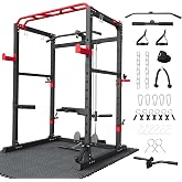 HULKFIT Power Rack, Squat Rack with LAT Pulldown for Home Gym Training | Multi-Function Power Cage with Pulley System, Pull Up Bar, Dip Bars, Landmine, Home Gym Equipment for Garage, Basement Gyms