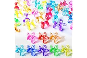 CNTJV 70 Pcs Mini Resin Balloon Dog Figurine to Hide Small Acrylic Bulk Balloon Animal Toys Crafts 8 Color Mixed with Holes for Party Favors Statue Decor Charm Keychain