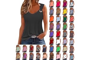 DDAPJ PYJU Tank Top for Women 2024 Dressy Casual Summer V Neck Sleeveless Camisole Ring Straps Loose Fit Workout Basic Shirts