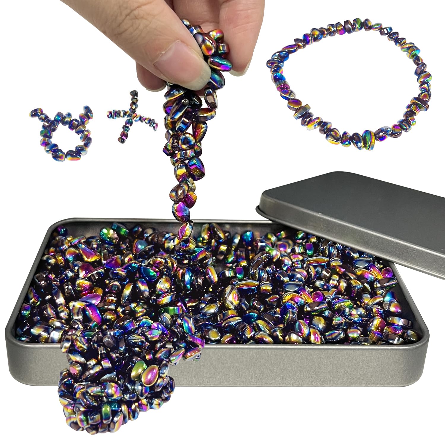 510pcs Ferrite Putty Fidget Toys, Magnetic Stones Fidget Toys Adults for Stress and Anxiety Relief and Kill Time, Novelty Adults Gifts Multicolored