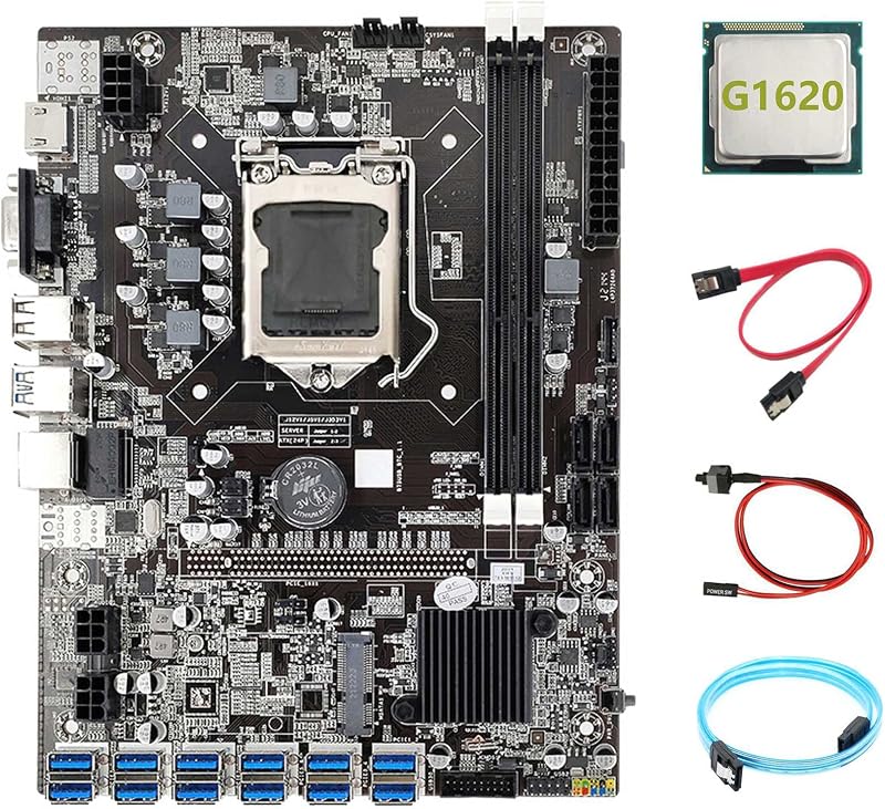 Lodokdre B75 ETH Mining Motherboard 12 PCIE USB G1620 CPU LGA1155 SATA3