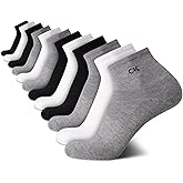 Calvin Klein Mens Quarter Socks - 12 Pack Breathable Soft Cushioned Quarter Cut Athletic Ankle Socks for Men