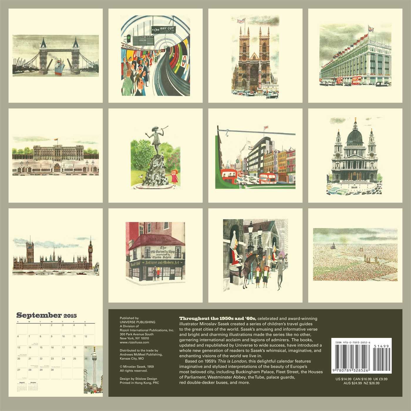 This Is London 2015 Wall Calendar M Sasek 9780789328526 - 